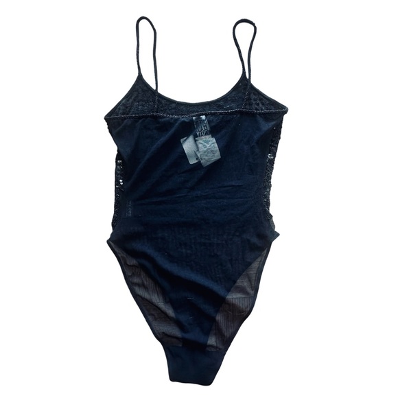STATE OF CLAUDE MONTANA Black Sequin And Beaded Mesh Bodysuit - Picture 3 of 10